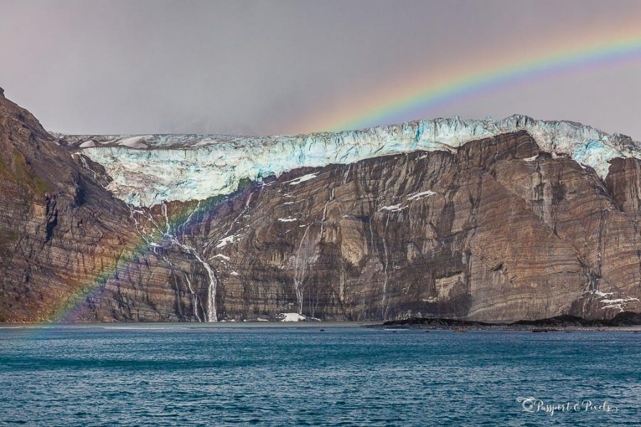 A rainbow over the glacier, Gold Harbour, South Georgia