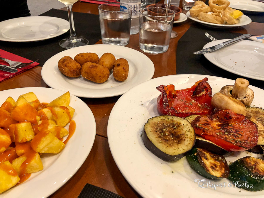 Tapas including croquetas and patatas bravas. Photo taken on a weekend in Palma Mallorca