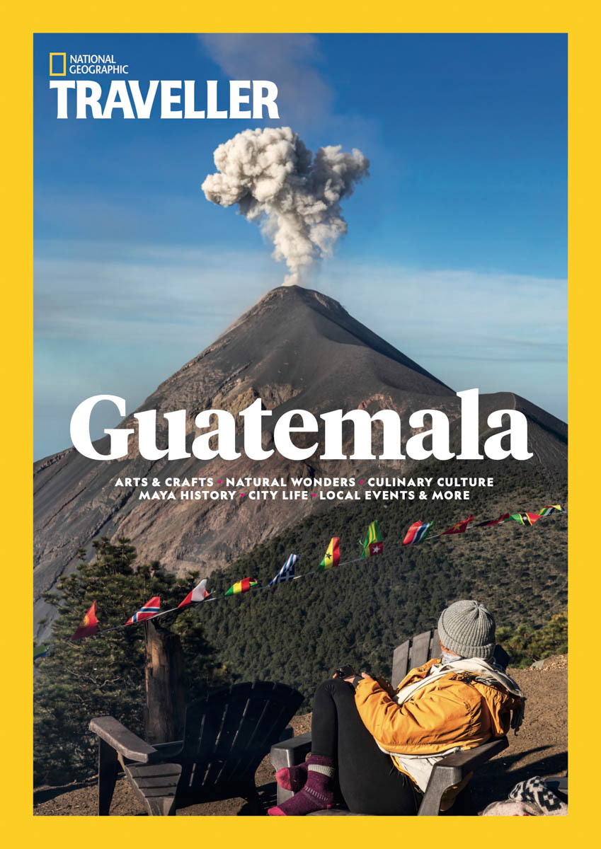My photo of Fuego volcano on the cover of National Geographic Traveller magazine