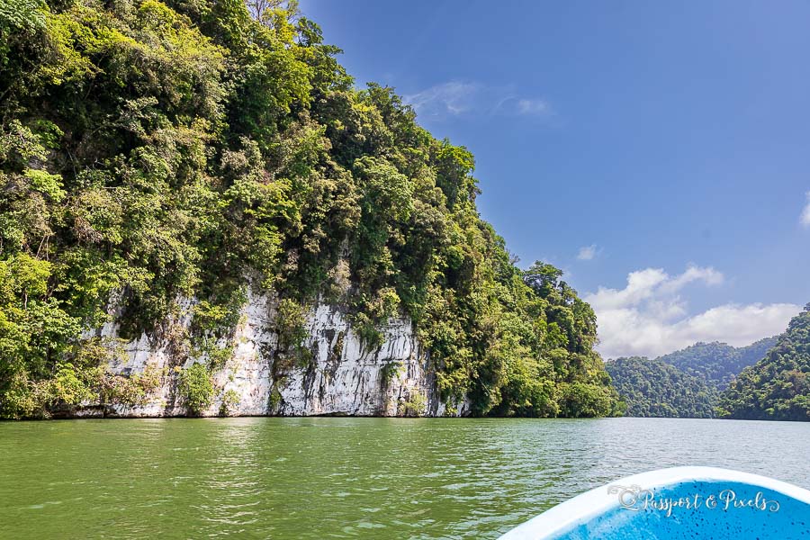 Travelling by boat up the Rio Dulce in Guatemala
