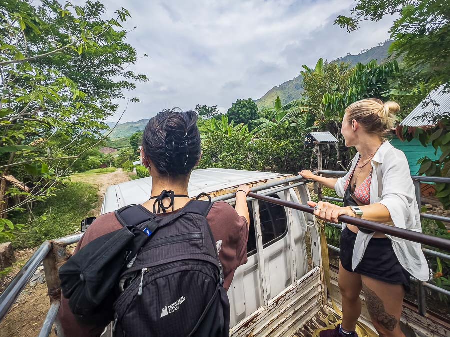 Riding a pickup truck to Semuc Champey in Guatemala