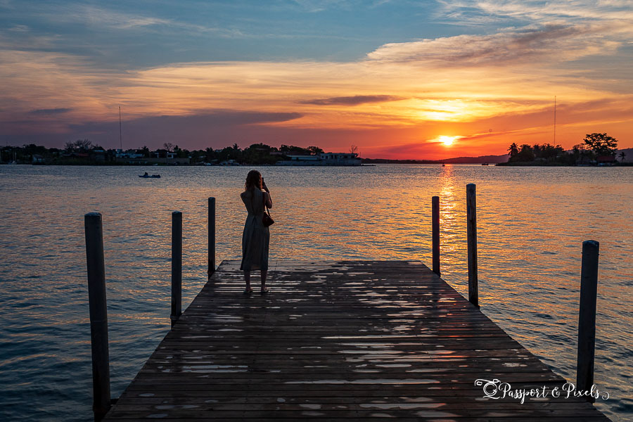 Sunset and jetty, Flores, Guatemala