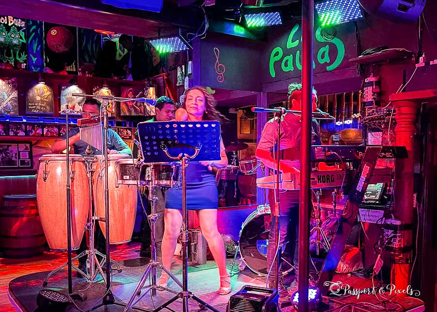 There's live music and dancing at Las Palmas bar in Antigua