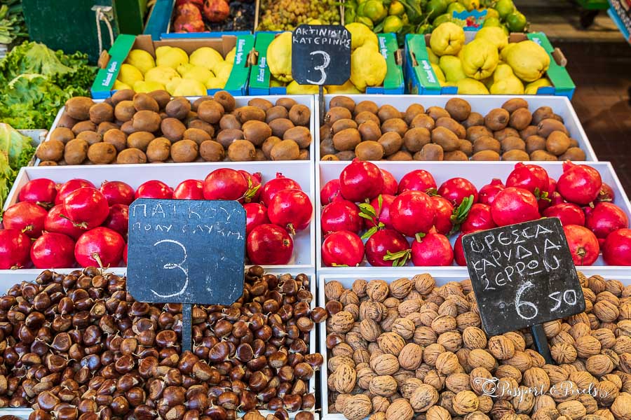 Colourful produce at a market in Thessaloniki Greece