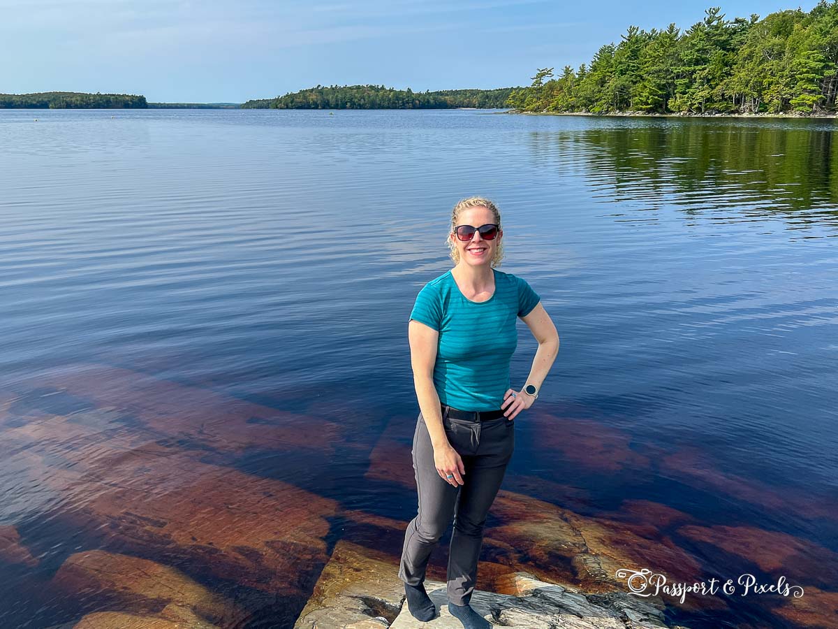Wearing a t-shirt and light trousers in Nova Scotia in October