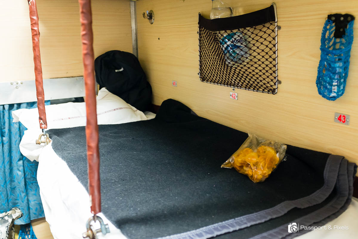 My simple bunk area on the Indian train