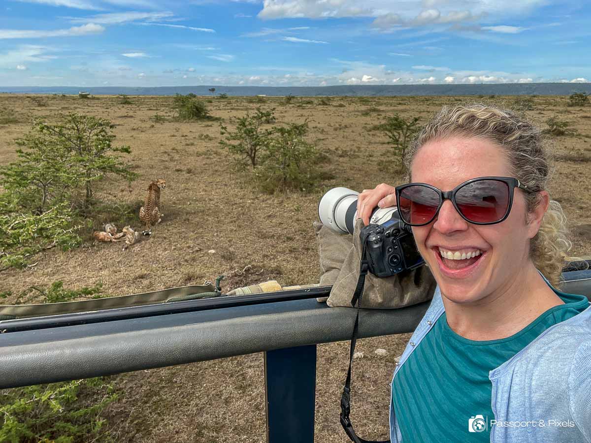 The author (me) on safari in Kenya with the Canon R5 mirrorless camera