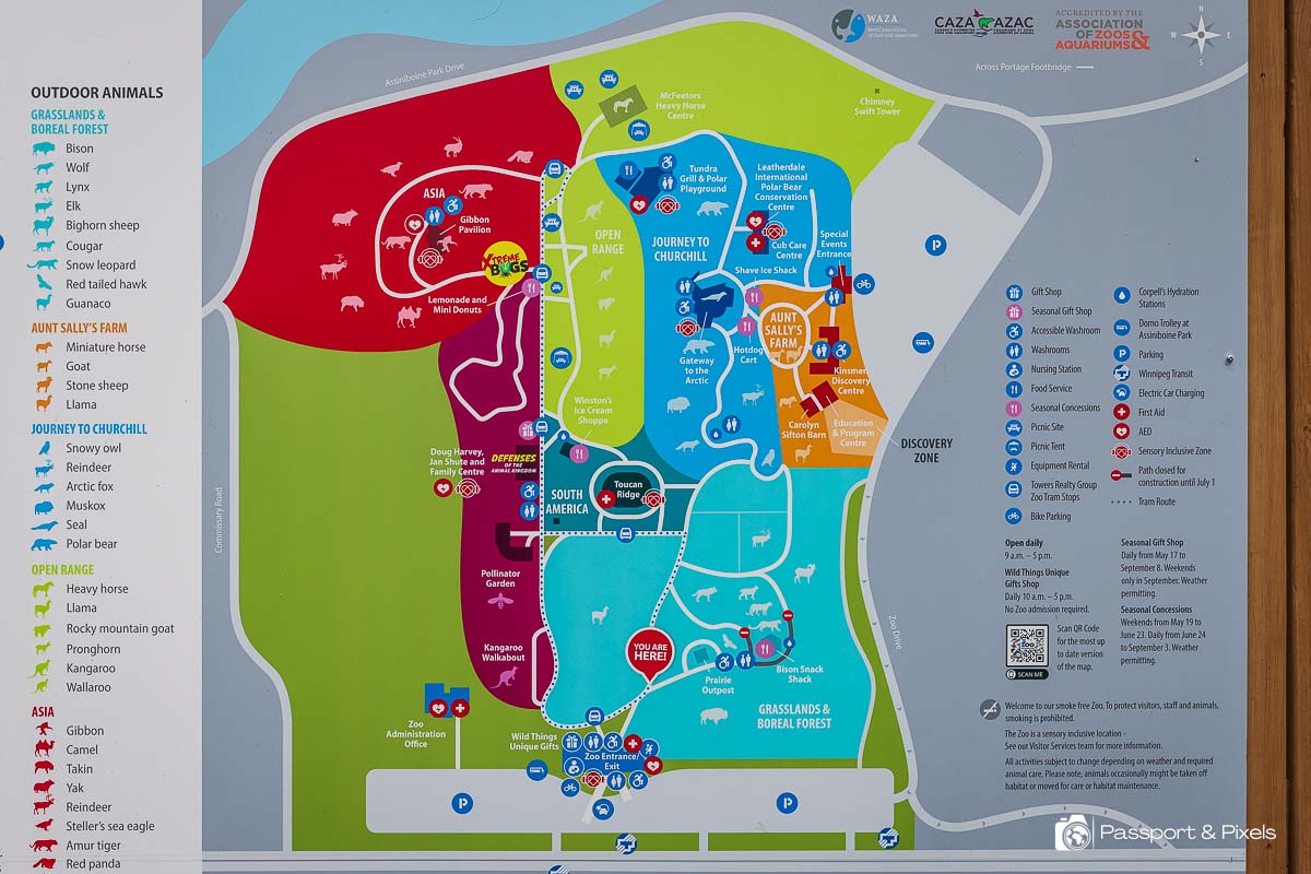 Map of Assiniboine Zoo in Winnipeg Manitoba