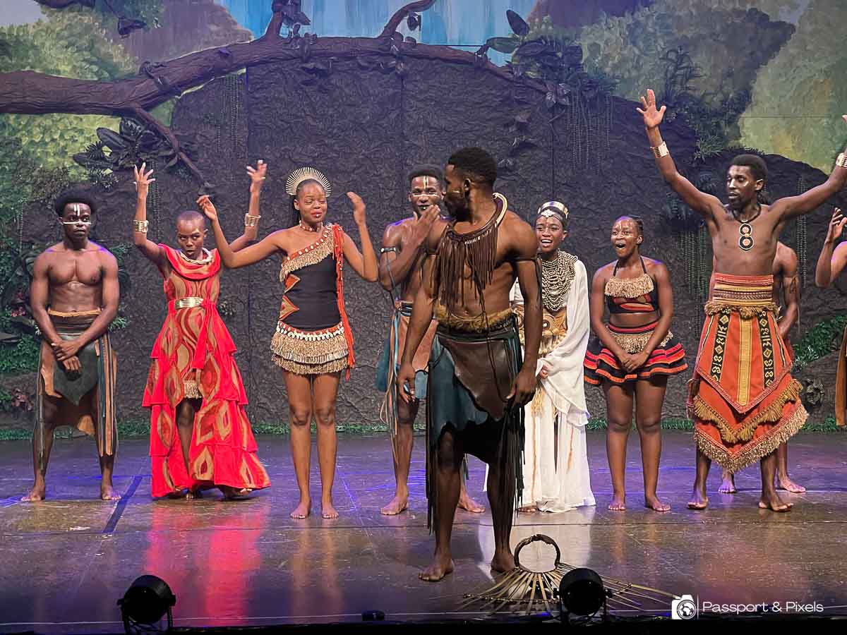 The cast of Simunye show take their bows in Victoria Falls
