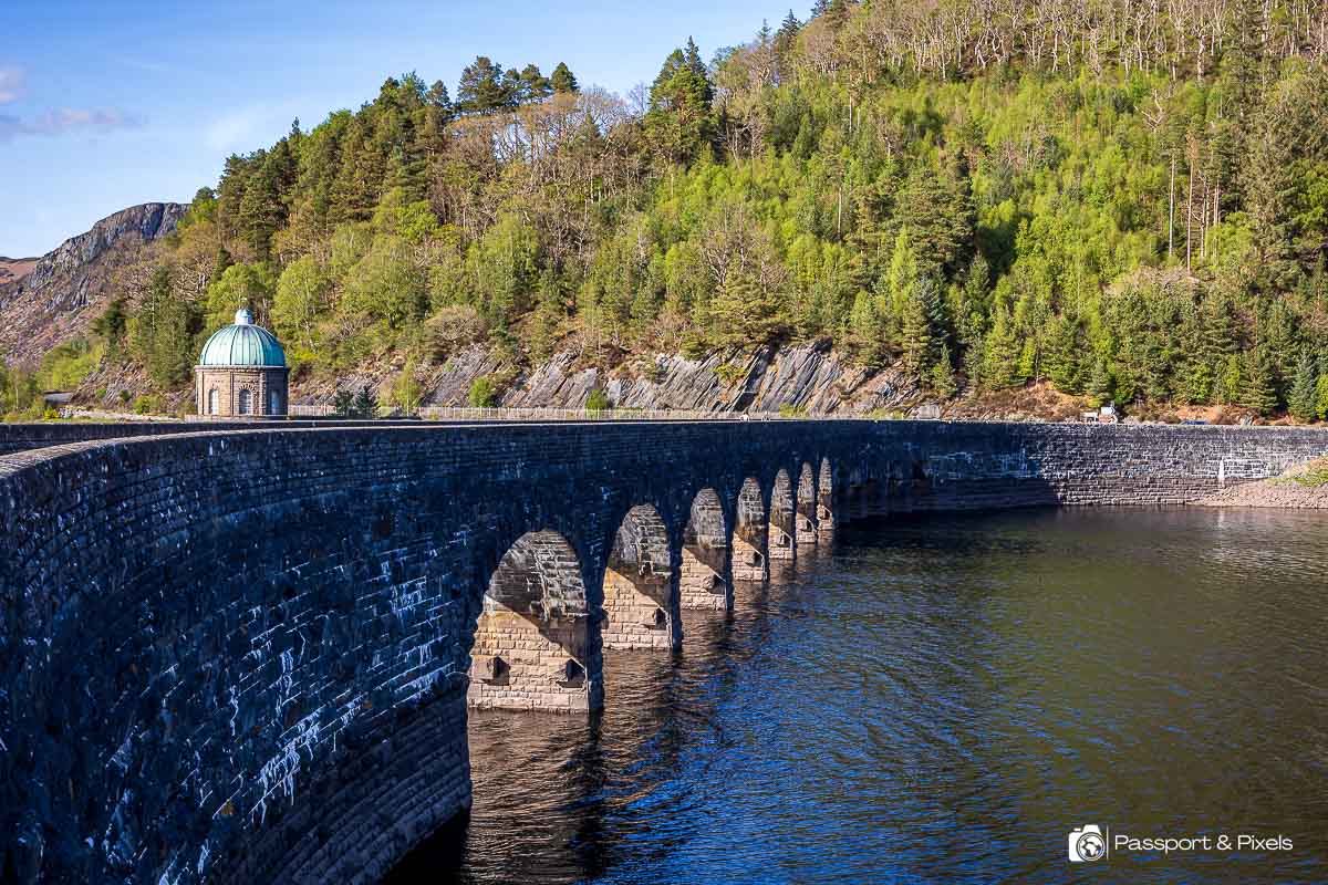 Elan Valley Garreg Ddu Viaduct and Foel Tower during the day