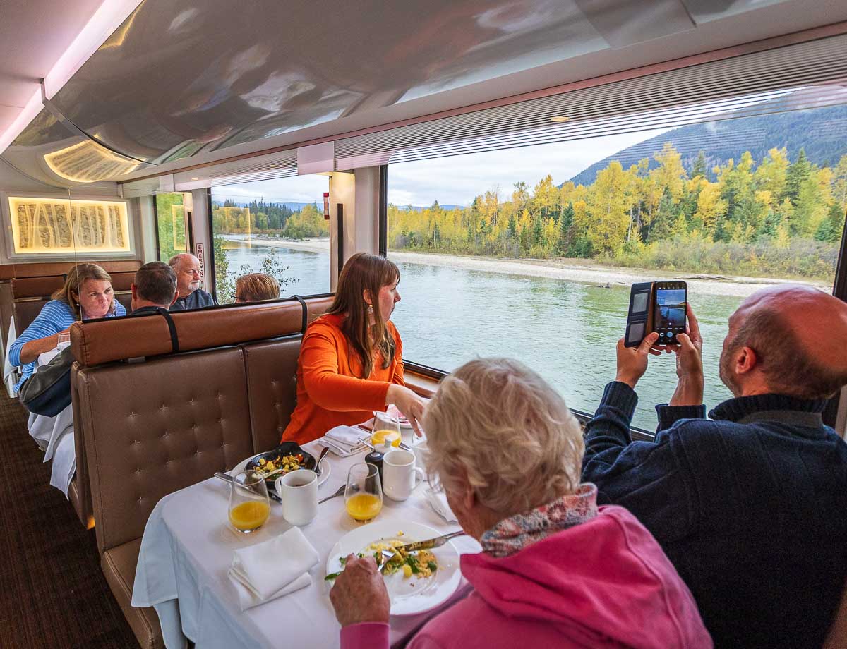 On board the Luxury Train Rocky Mountaineer in Canada