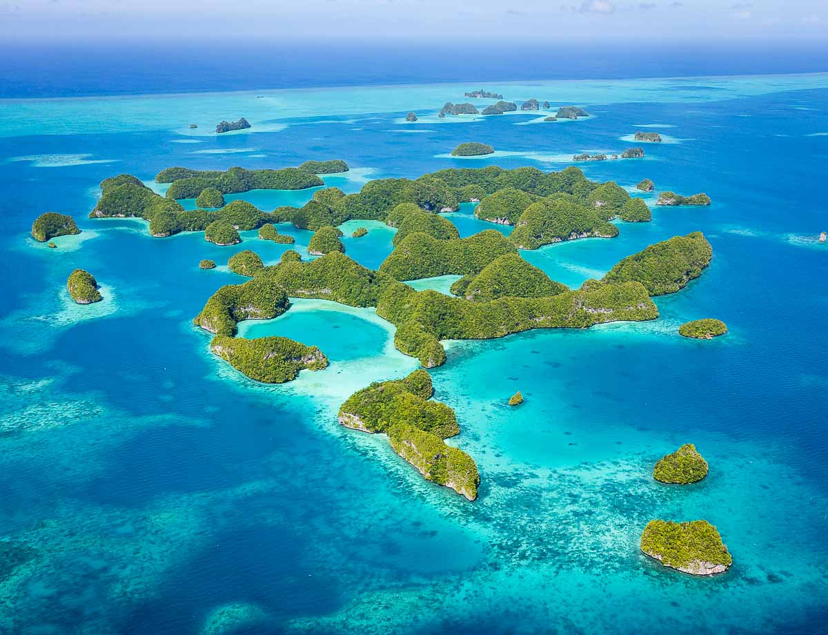 Palau's 70 Islands Rock Islands Southern Lagoon seen from the air