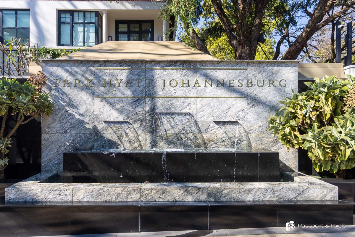 A water feature at the entrance to the Park Hyatt Johannesburg